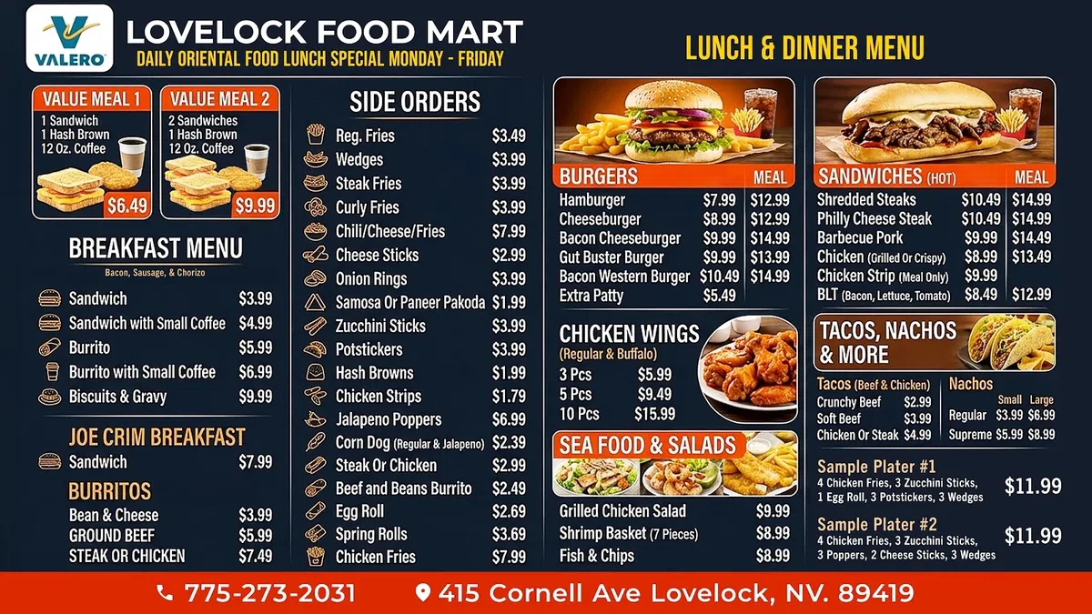 Lovelock Food Mart Menu