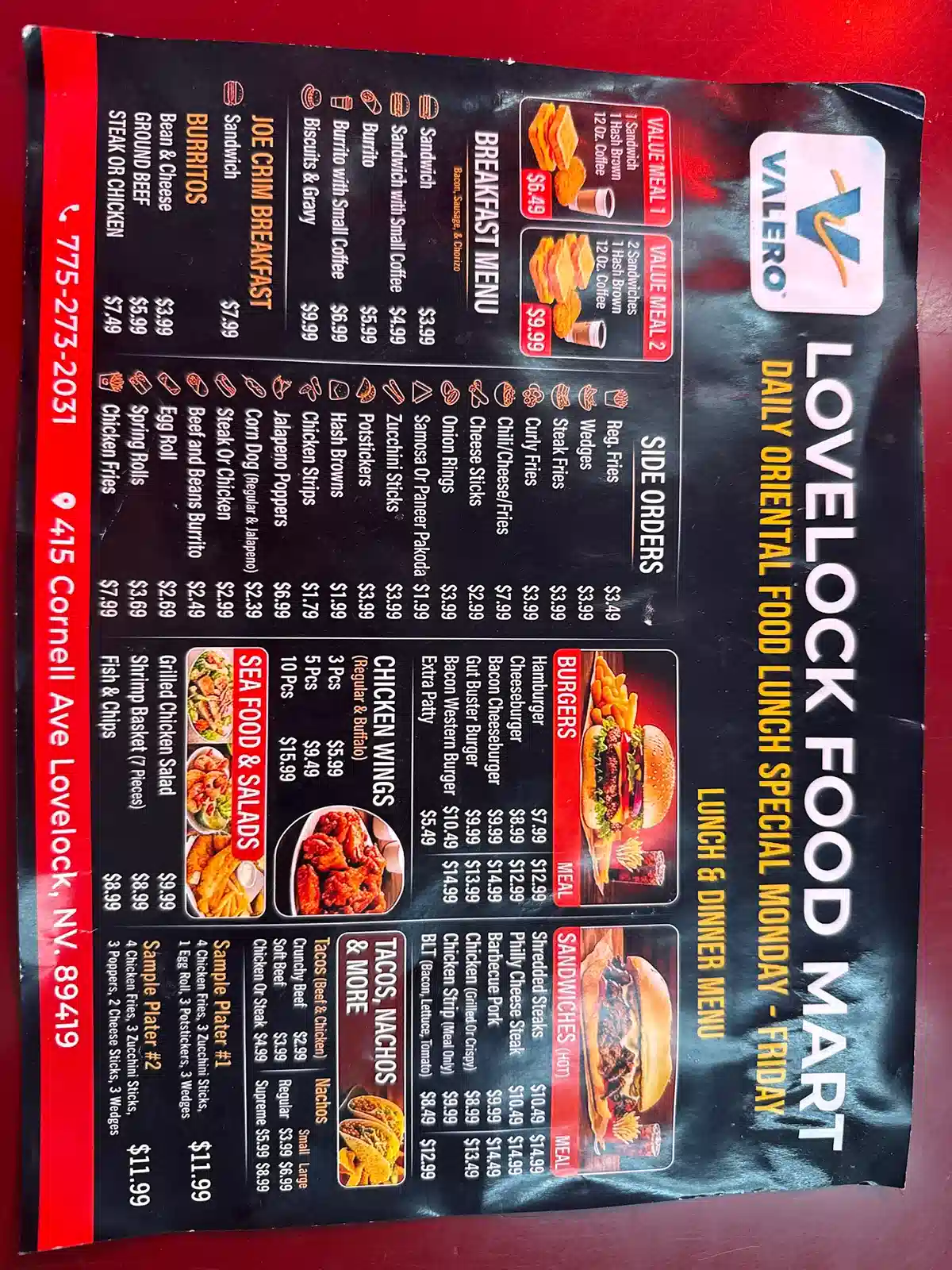 Lovelock Food Mart Menu